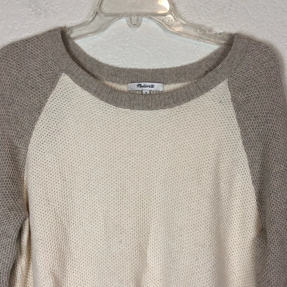 Madewell Province Cross Split Back Color Block Crossback Knit Sweater Medium